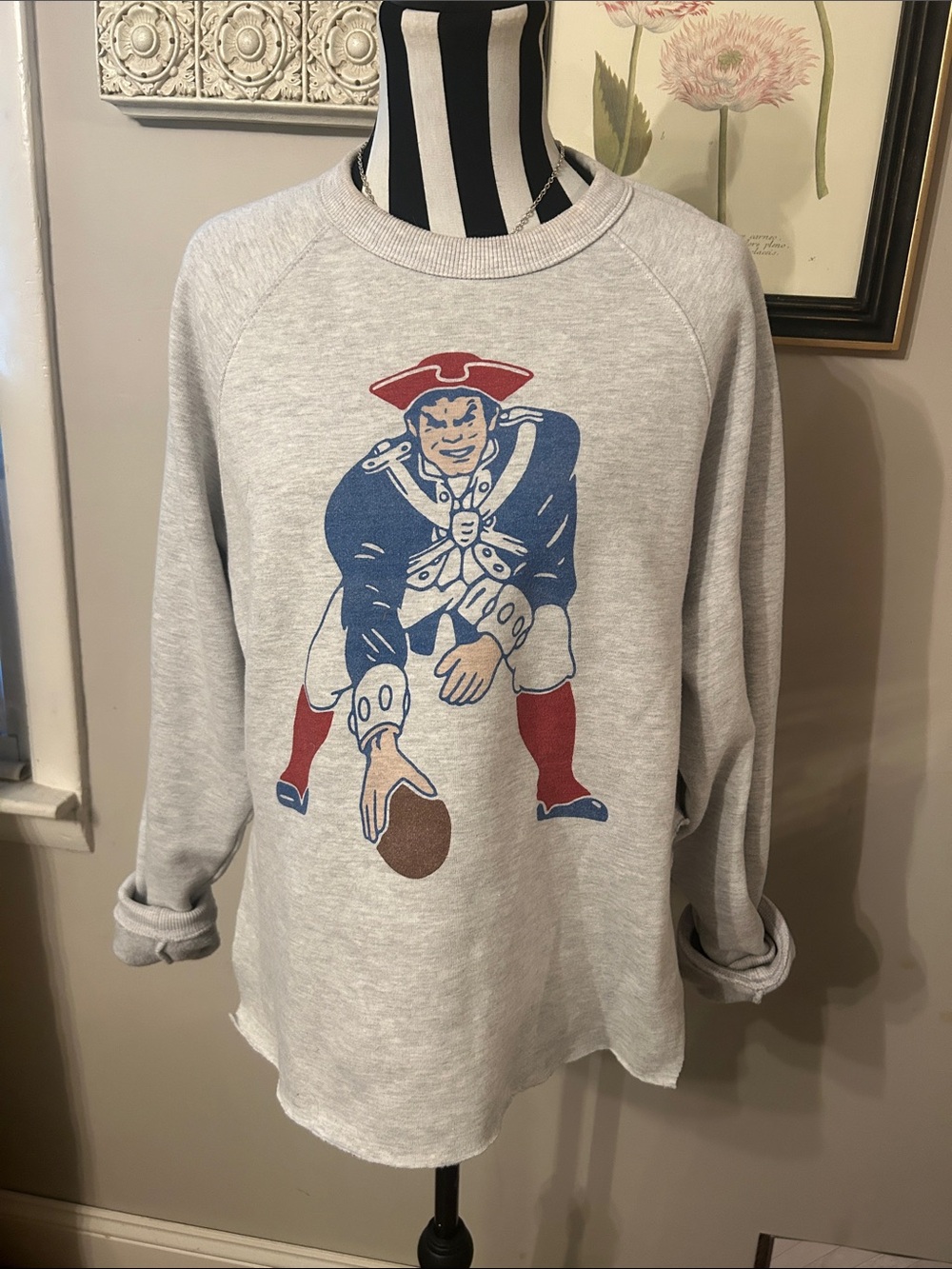 HOMAGE Grey Sweatshirt with Patriotic Football Patriot Graphic